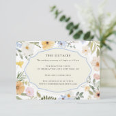 Whimsy  Pastel Bloemen Trouwdetails Informatiekaartje (Staand voorkant)