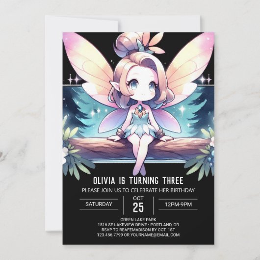Whimsy Pastel Fairy Verjaardag Kaart (Voorkant)