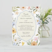 Whimsy Pastel Floral Wedding Kaart (Staand voorkant)