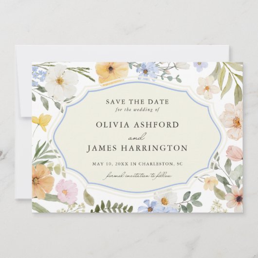 Whimsy  Pastel Floral Wedding Save The Date (Voorkant)