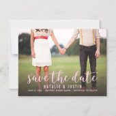 Whimsy Photo Save the Date Aankondiging Roze (Voorkant)