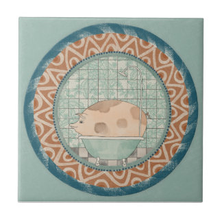 Whimsy Pig Mint Blauwe Terracotta Aqua Teal Tegeltje