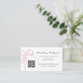 Whimsy Pink Bow Wedding QR Code Informatiekaartje (Staand voorkant)