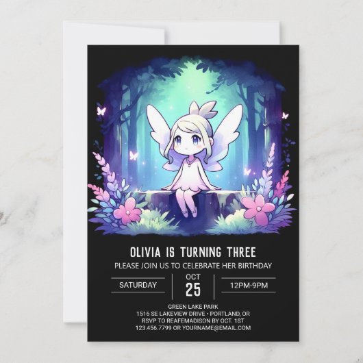 Whimsy Printable Fairy Birthday Kaart (Voorkant)