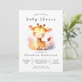 Whimsy Printable Giraffe Baby shower Kaart (Staand voorkant)