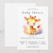 Whimsy Printable Giraffe Baby shower Kaart (Voorkant / Achterkant)