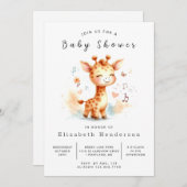 Whimsy Printable Giraffe Baby shower Kaart (Voorkant / Achterkant)