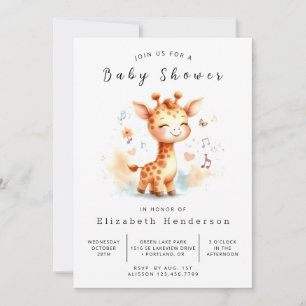 Whimsy Printable Giraffe Baby shower Kaart
