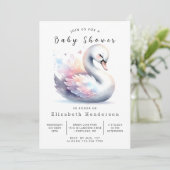 Whimsy Printable Swan Baby shower Kaart (Staand voorkant)