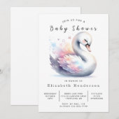 Whimsy Printable Swan Baby shower Kaart (Voorkant / Achterkant)