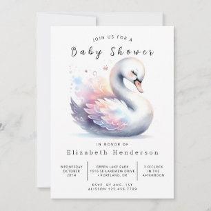 Whimsy Printable Swan Baby shower Kaart