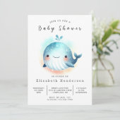 Whimsy Printable Whale Baby shower Kaart (Staand voorkant)