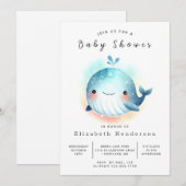 Whimsy Printable Whale Baby shower Kaart (Voorkant / Achterkant)