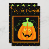 Whimsy Pumpkin Halloween Party Invitation Kaart (Voorkant / Achterkant)