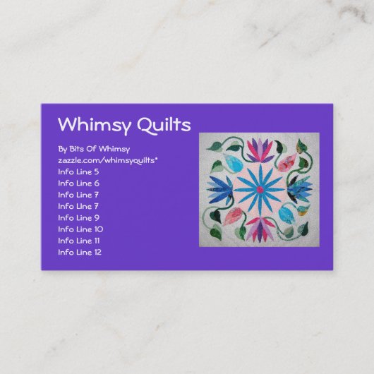 Whimsy Quilt Visitekaartje (Voorkant)