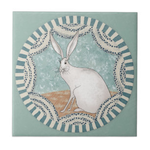 Whimsy Rabbit Mint Blauwe Terracotta Teal Aqua Tegeltje