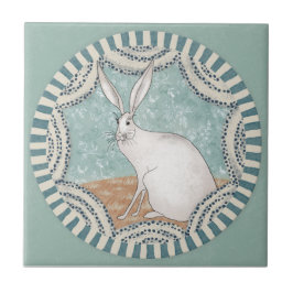 Whimsy Rabbit Mint Blue Terracotta Teal Aqua Tegeltje