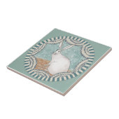 Whimsy Rabbit Mint Blue Terracotta Teal Aqua Tegeltje (Zijkant)