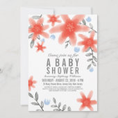  Whimsy Red Floral Baby shower Kaart (Voorkant)