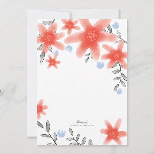  Whimsy Red Floral Baby shower Kaart (Achterkant)