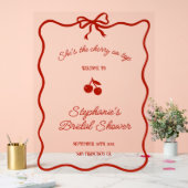 Whimsy Red She's the Cherry on Top Bridal Shower Acryl Bord (Huwelijk)