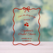 Whimsy Red She's the Cherry on Top Bridal Shower Acryl Bord (Neutraal)
