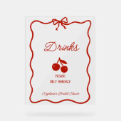 Whimsy Red She's the Cherry on Top Bridal Shower Acryl Bord (Voorkant)