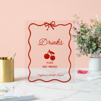 Whimsy Red She's the Cherry on Top Bridal Shower Acryl Bord