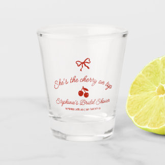 Whimsy Red She's the Cherry on Top Bridal Shower Shot Glas