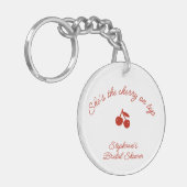 Whimsy Red She's the Cherry on Top Bridal Shower Sleutelhanger (Voorkant Links)