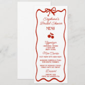 Whimsy Red Ze is de kers op het Vrijgezellenfeest Menu (Voorkant / Achterkant)