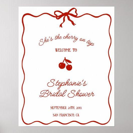 Whimsy Red Ze is de kers op het Vrijgezellenfeest Poster (Voorkant)