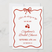 Whimsy Red Ze is de kers op het Vrijgezellenfeest Save The Date (Voorkant)