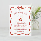 Whimsy Red Ze is de kers op het Vrijgezellenfeest Save The Date (Staand voorkant)