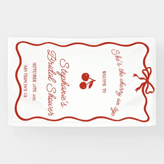 Whimsy Red Ze is de kers op het Vrijgezellenfeest Spandoek (Horizontaal)