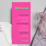 Whimsy Retro Groovy 70s Laten we roze bruiloft ete Menu<br><div class="desc">Dit elegante huwelijksmenu met aangepaste tekst en groovy script zou een prachtige toevoeging aan uw feest maken! Wijzig de tekst eenvoudig door te klikken op de "personaliseer deze sjabloon" optie.</div>