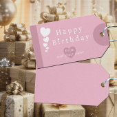 Whimsy Roos - Roze Verjaardagsharten Cadeau Labels Cadeaulabel