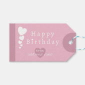 Whimsy Roos - Roze Verjaardagsharten Cadeau Labels Cadeaulabel (Voorkant (Horizontaal))