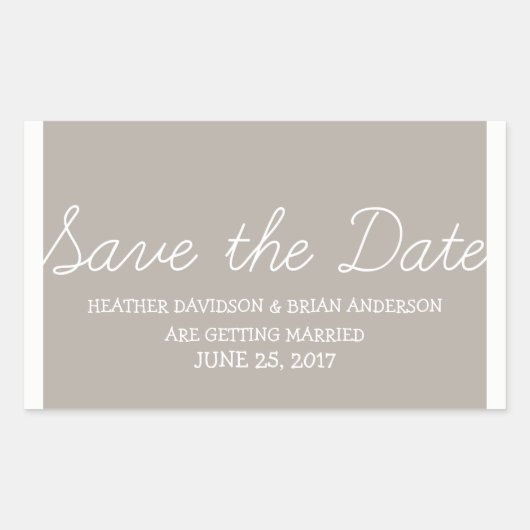 Whimsy Save the Date Stickers, Beige Rechthoekige Sticker (Voorkant)