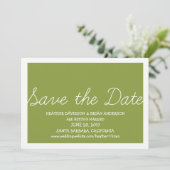 Whimsy Save the Date Uitnodiging, Olijfgroen Kaart (Staand voorkant)