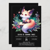 Whimsy Schattige Fox Verjaardag digitaal Kaart (Voorkant / Achterkant)