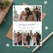 Whimsy Script 4 Foto Vrolijk & Getrouwd Kerstmis Feestdagenkaart