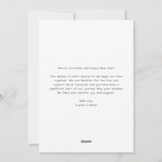 Whimsy Script 4 Foto Vrolijk & Getrouwd Kerstmis Feestdagenkaart (Achterkant)