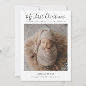 Whimsy Script Baby's First Christmas Photo Card Feestdagenkaart (Voorkant)