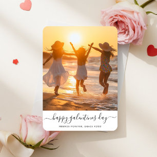Whimsy Script Beach Foto Galentines Day Kaart