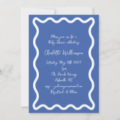 Whimsy Script Blue Scribble Border Baby shower Kaart (Voorkant)