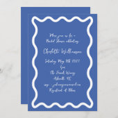 Whimsy Script Blue Scribble Border Vrijgezellenfee Kaart (Voorkant / Achterkant)