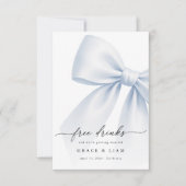 Whimsy Script Bow Free Drinks Wedding Photo Save The Date (Voorkant)