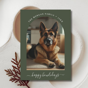 Whimsy Script Duitse herder Happy Howlidays Feestdagenkaart