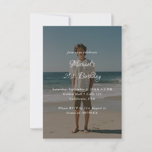 Whimsy Script Elke Leeftijd Foto Overlay 21e verja Kaart (Voorkant)